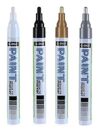 Kit Caneta Marcador Permanente Gxin Paint Marker 4 Cores