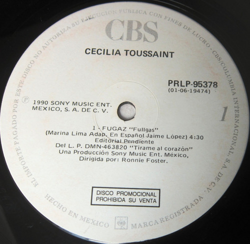 Cecilia Toussaint - Fugaz  Fullgas   Single Lp