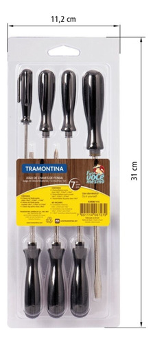 Kit de destornilladores de acero cromado y plástico 7un 43408115 | Tramontina