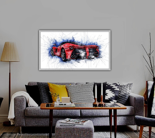 Poster Carro Ferrari 55x100cm Desenho Arte Decorar Sala Car
