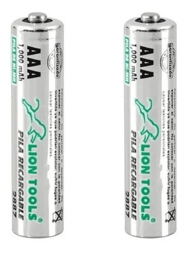 2 Piezas Pila Recargable Aaa Ni-mh 1000 Mah Lion Tools 2887