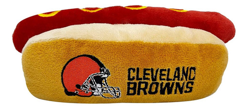 Nfl Cleveland Browns Hot Dog Plush Dog  Cat Squeak Toy  Jugu