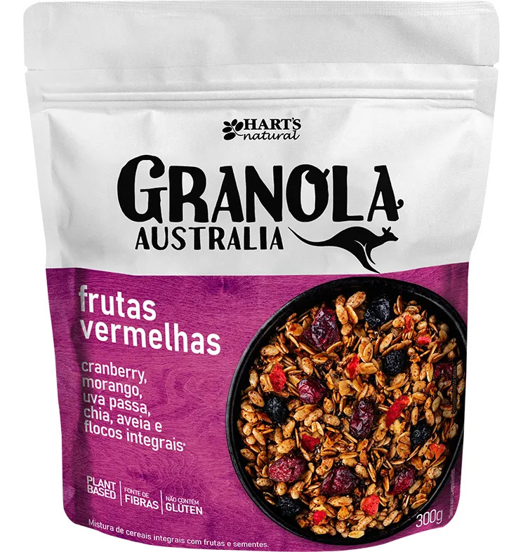 Granola Harts Frutas Vermelhas Gluten Free Vegana 300g Pouch