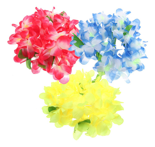 3 Guirnaldas Hawaianas De Leis Con Flores Artificiales Para