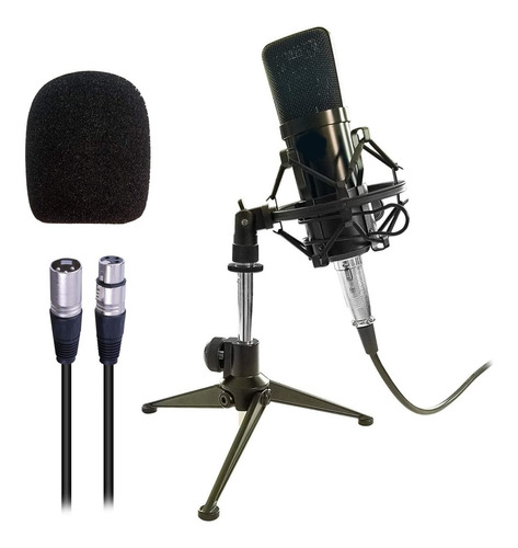 Microfono Condenser Negro Phanton Kit Tripode Cable Araña 