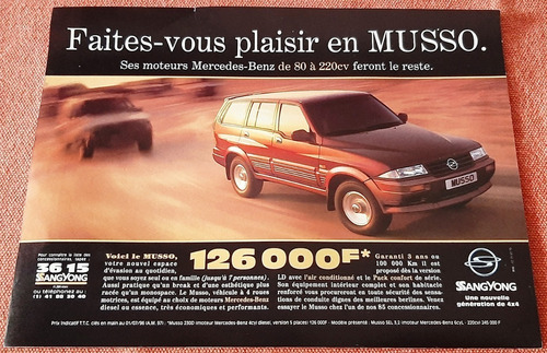 Ssangyong Musso 1996 Publicidad De Francia 