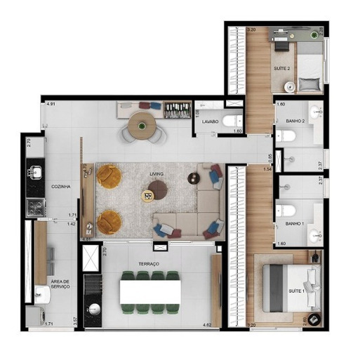 Imagem 3 de 19 de Apartamento A Venda No Tatuapé 2 Quartos E Terraço Com Churrasqueira A Carvão - 67m² Com Suíte.