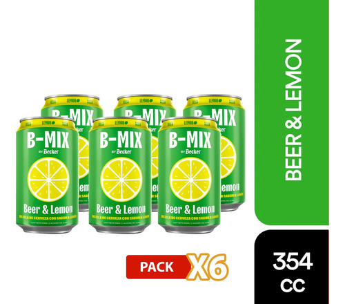 Pack 6 Cerveza Becker B-mix Limon 354cc
