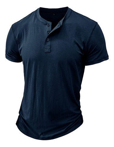 Playera De Manga Corta Estilo Henley Ligero Para Hombre