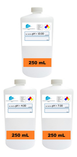 3 Pzas Solucion Buffer Calibrar Ph 4.00 7.00 10.0 250ml C/u