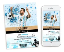 Comprar Invitacion Digital Messi Campeon Argentina 2 Formatos Celeste