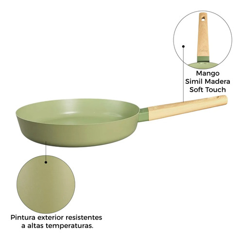Sarten Hudson 20 Cm Doble Capa Antiadherente Verde Olive Verde Oliva