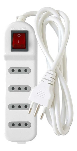 Alargador 3mt Multiple 4p Con Switch Blanco Macrotel