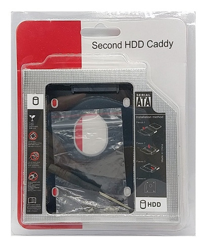 Adaptador Caddy Segundo Disco Notebook Hdd Sata O Ssd 12,7mm