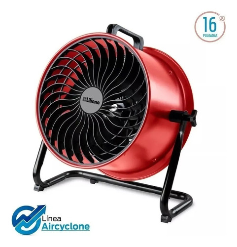 Ventilador Turbo Industrial Liliana Vthd16r 16 Pulgadas 200w Color De La Estructura Rojo Color De Las Aspas Negro