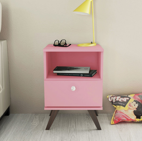 Mesa De Luz Linea Retro Living Dormitorio 1 Cajon Bl Rt3019