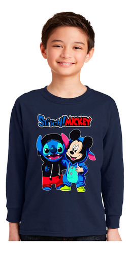 Remera Manga Larga Mickey Mouse En Dos Diseños