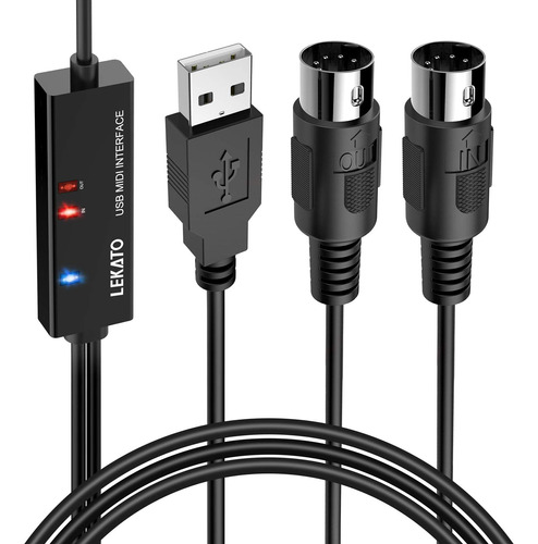 Lekato Cables Midi Interfaz Midi Usb Adaptador De Cable Midi