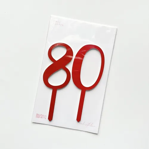 Cake Topper Número 80 Rojo - Muni Party