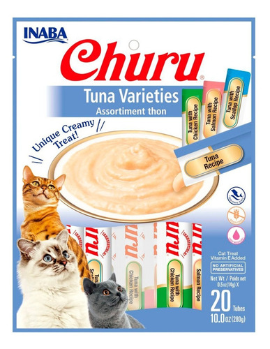 Snack Gato Churu -sabores Variados De Atún 14gr. 20 Tubitos
