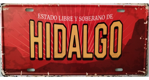 Letrero Tipo Placa Lámina Pared Ciudades Hidalgo 30x15cm