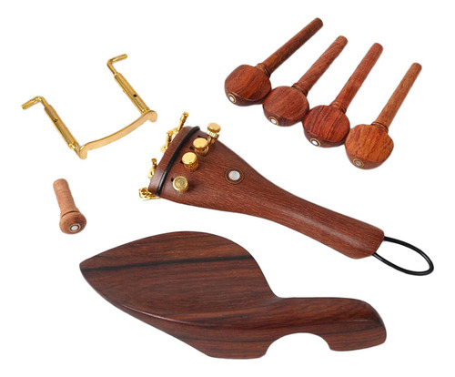 Set De Rosewood 4/4 Violin Parts Chinrest Clavijas De