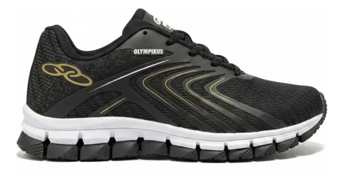 TÊNIS OLIMP MASCULINO ESPORTIVO ACADEMIA CAMINHADA PROMOÇÃO PRETO/DOURADO 43 BR