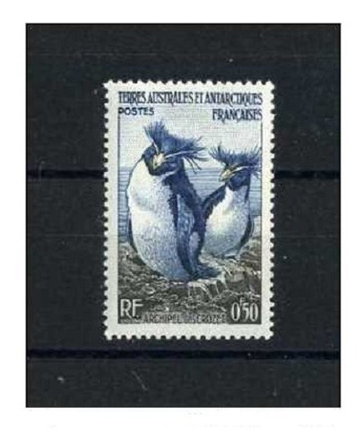Estampillas Francia Antártico 1956 - Pinguinos Saltarrocas