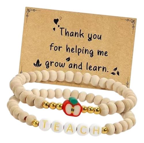 2x Pulseras De Cuentas De Madera Pulseras De Estilo C