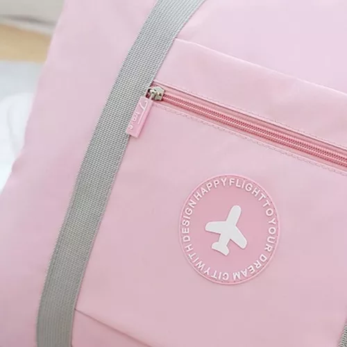 Bolso Viaje Plegable Impermeable Con Enganche Para Valija - Color gris con  correa rosa — Una Ganga