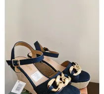 Comprar Sandalias Plataformas De Jean Dama Con Hebilla Dorada
