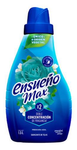 Suavizante de Telas Ensueño Max Zero Enjuague Frescura Azul 1.5L