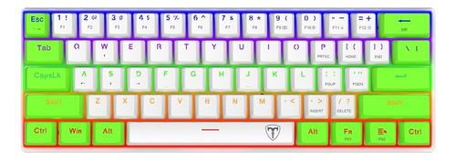 Teclado Gamer Mecanico 60% Tdagger Arena Tgk321 Blanco Verde Color Del Teclado Blanco/verde Idioma Inglés Us