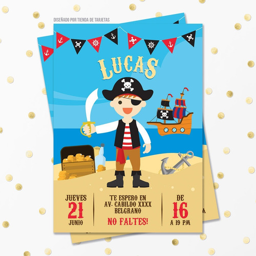 Imagen 1 de 4 de Invitación Digital + Imprimible - Pirata Para Nene