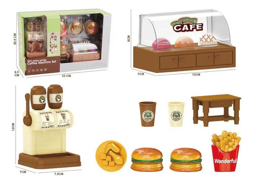 Set De Cocina, Cafetería Comida Rápida Con Maquina De Cafe