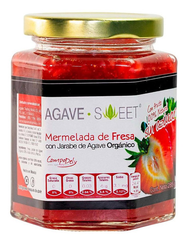 Mermelada De Fresa Con Jarabe De Agave Agave Orgánico Sweet De 285g