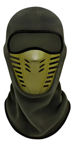 Pasamontaña Balaclava Termico Mascara De Goma Polar Invierno Color Verde Musgo Diseño De La Tela Liso Talle Único