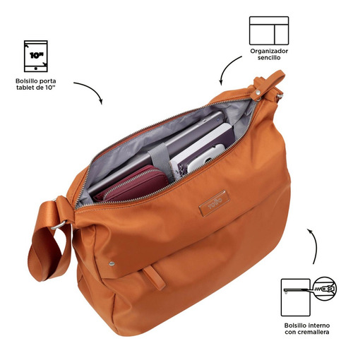 Totto Bolsa De Dama - Mujer Crossbody Satchel Ade231 Lavender Lisa Níquel Lavanda