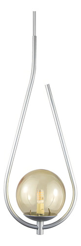 Kit 2 Pendente Lustre On Drop Prata Globo De Vidro Ambar Cor Prateado 110v/220v