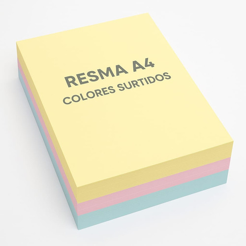 Resma De Papel Colores A4 75 Gramos X 100 Hojas Surtido