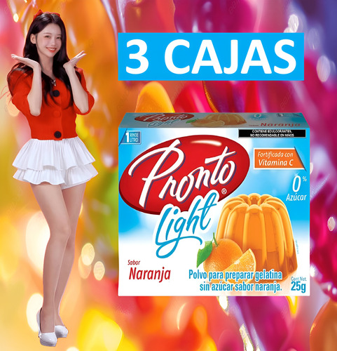 Pronto 3 Gelatinas De Agua Sabor Naranja Con 0% Azúcar Wow