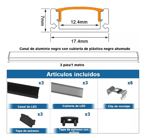 Perfil De Aluminio Delgado Para Tira De Led De 3m Para Empotrar. Ideal Para Instalación En Closet, Cocina, Mdf, Etc. Protege Tu Tira Led. El Favorito De Los Carpinteros