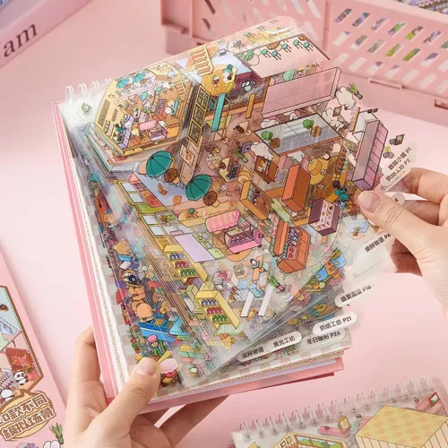 Caderno 20 Em 1 Com Adesivo 3d Para Criar Cenário Fofo Natal