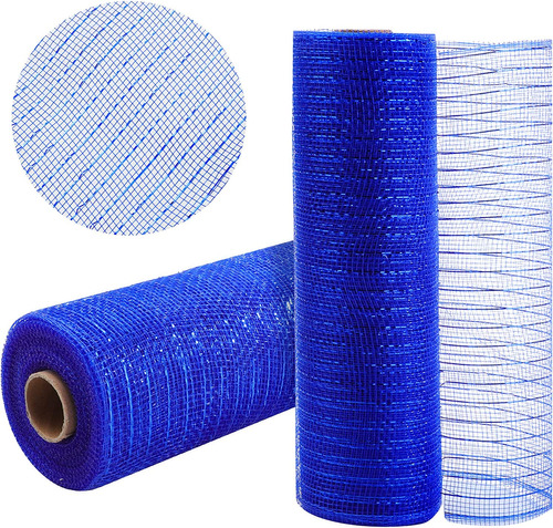 2 Rollos Cinta De Malla Deco Azul 10 In X 30 Pies, Roll...