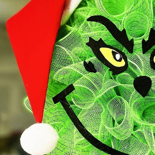 Imagen 7 de 8 de Corona De Navidad Grinch Para Puerta De Entrada