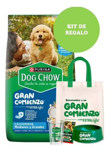 Combo Dog Chow Gran Comienzo Cachorro Mediano 15 Kg + Kit Ca