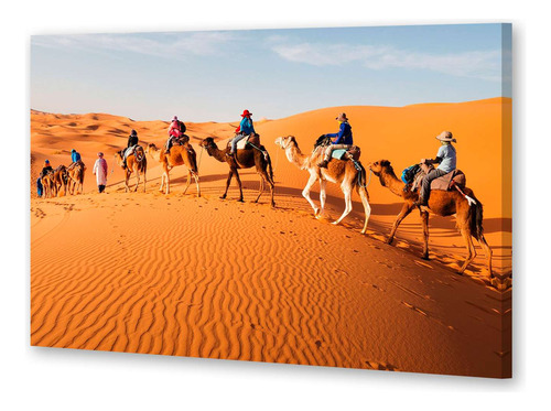 Cuadro 16x24cm Desierto Sahara Camellos Paseo En Duna