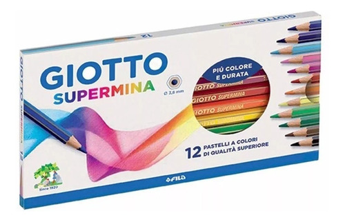 Caja De 12 Lápices Giotto Supermina - Mina Gruesa 3,8 Italia