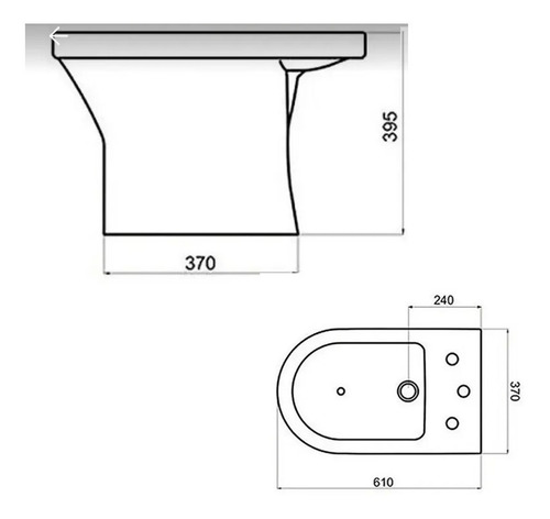 Imagen 2 de 4 de Bidet Ferrum Varese Blanco De 3 Agujeros Bja3j