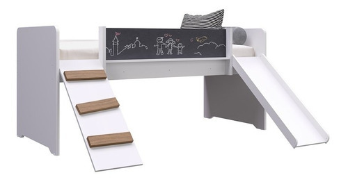 Cama Infantil Playground Com Escorregador E Quadro By710 Bra Cor Branco